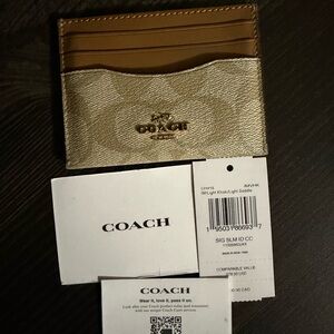 Coach Metallic Gold and Tan ID Wallet